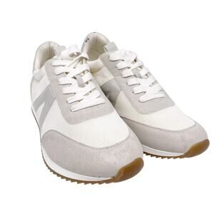 Strauss + Ramm Men's Breathable Lace-Up Sneakers White Gray Size 10M